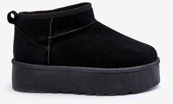 FD1 Juodi zomšiniai UGG stiliaus batai su kailiu