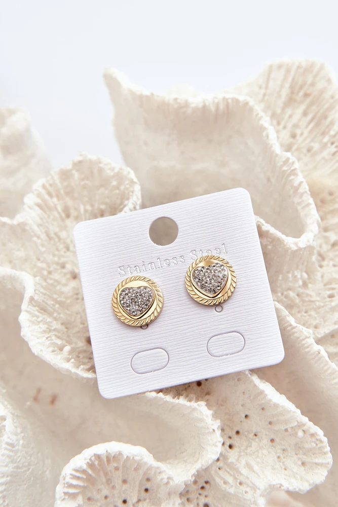 Glam Chic Golden Stainless Steel Heart and Circle Earrings