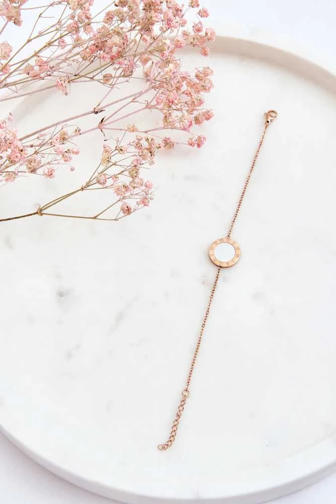 Glam Chic Moteriška apyrankė Celebrity Baltas Circle Rose Gold