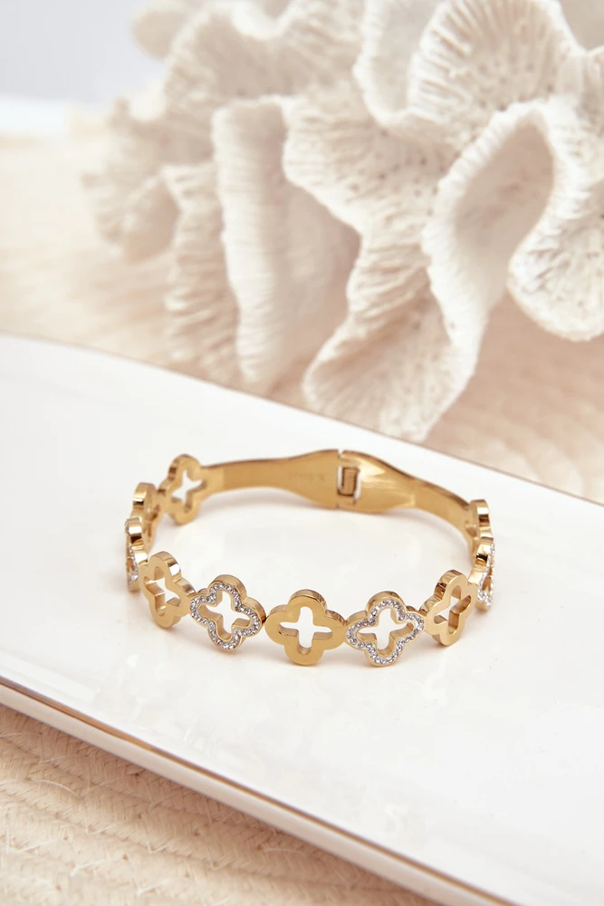 Glam Chic Women's Bracelet Adorned with Zirconia Stainless Steel Gold
