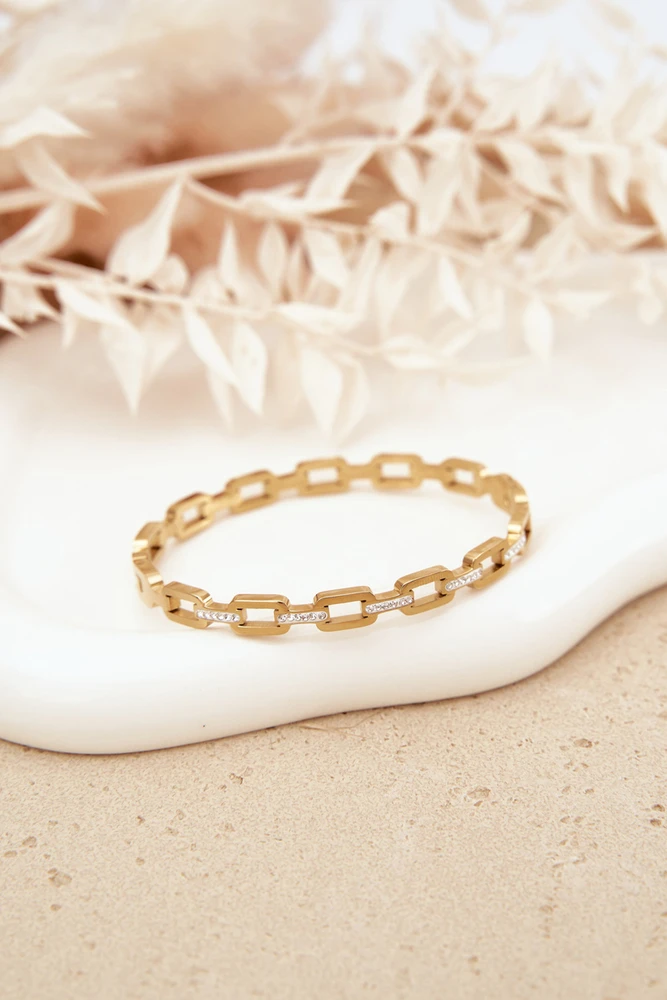 Glam Chic Women's Bracelet Adorned with Cubic Zirconia Gold