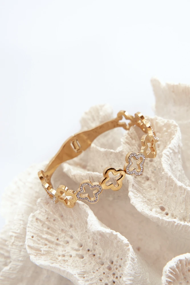 Glam Chic Women's Bracelet Adorned with Zirconia Stainless Steel Gold