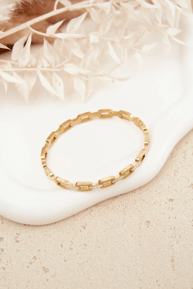 Glam Chic Women's Bracelet Adorned with Cubic Zirconia Gold