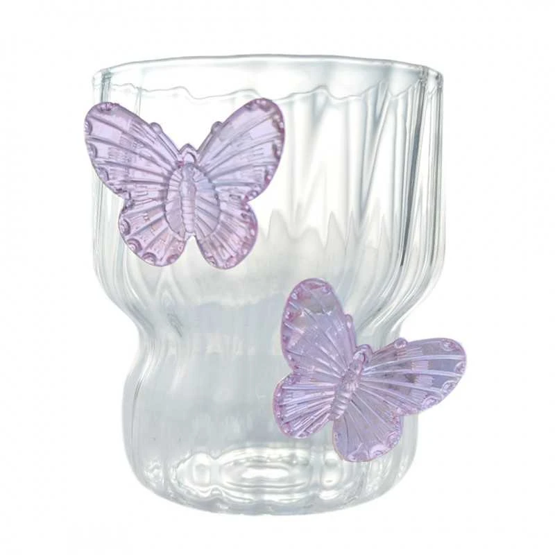 Eu Sandelis Griovelis stikle, banguotomis sienelėmis, DRUGELIAI violetiniai 260 ml 1 vnt. SZK162