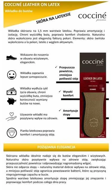Komfortiški natūralios odos Coccine Leather On Latex vidpadžiai