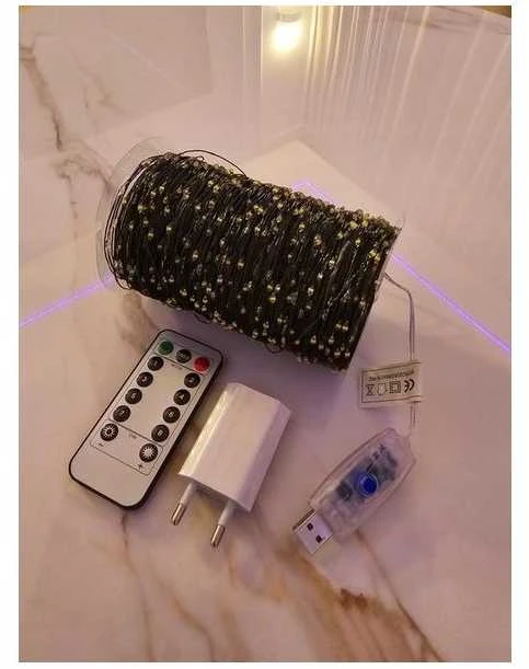 Eu Sandelis Užuolaidų tipo lauko LED lempučių girlianda aplinkos dekoravimui, 1000 LED 100m, šiltai balta LAMP35CB