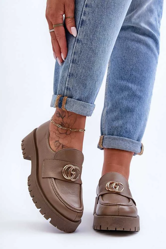 Laura Messi Madingi natūralios odos batai Ornament Dark rusvai gelsvas Rosefalls