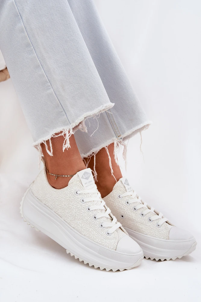Lee Cooper Balti siuvinėti bateliai ant platformos