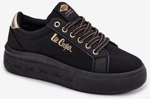 Lee Cooper Juodi suvarstomi bateliai ant platformos