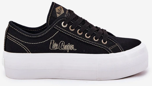Lee Cooper Juodi suvarstomi bateliai ant platformos