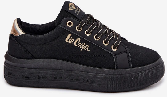 Lee Cooper Juodi suvarstomi bateliai ant platformos