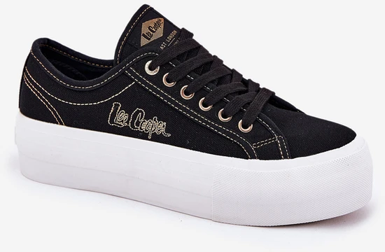 Lee Cooper Juodi suvarstomi bateliai ant platformos