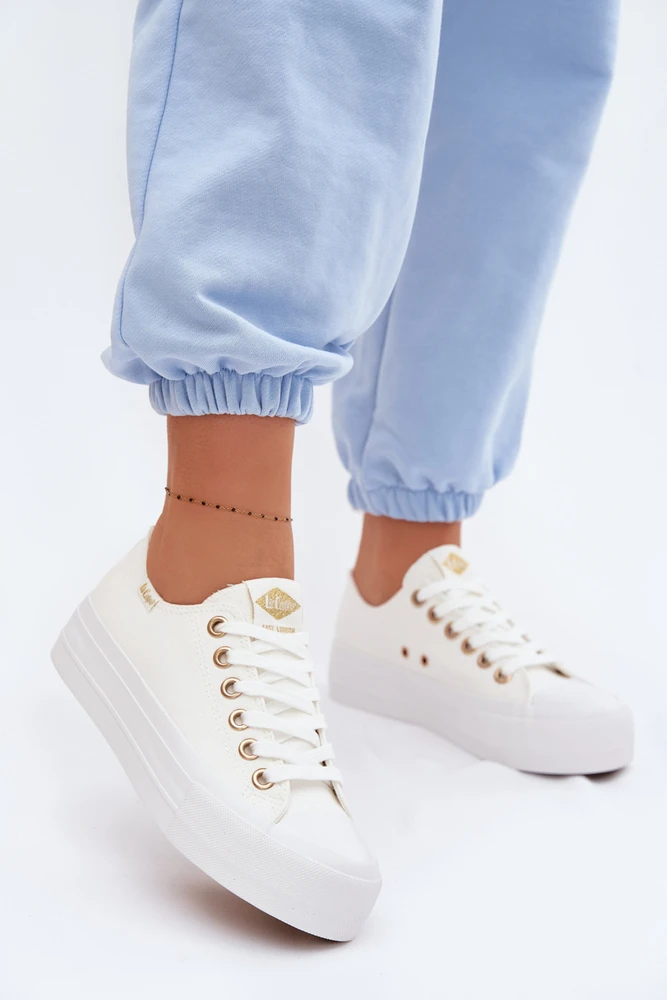 Lee Cooper Moteriški balti klasikiniai suvarstomi bateliai