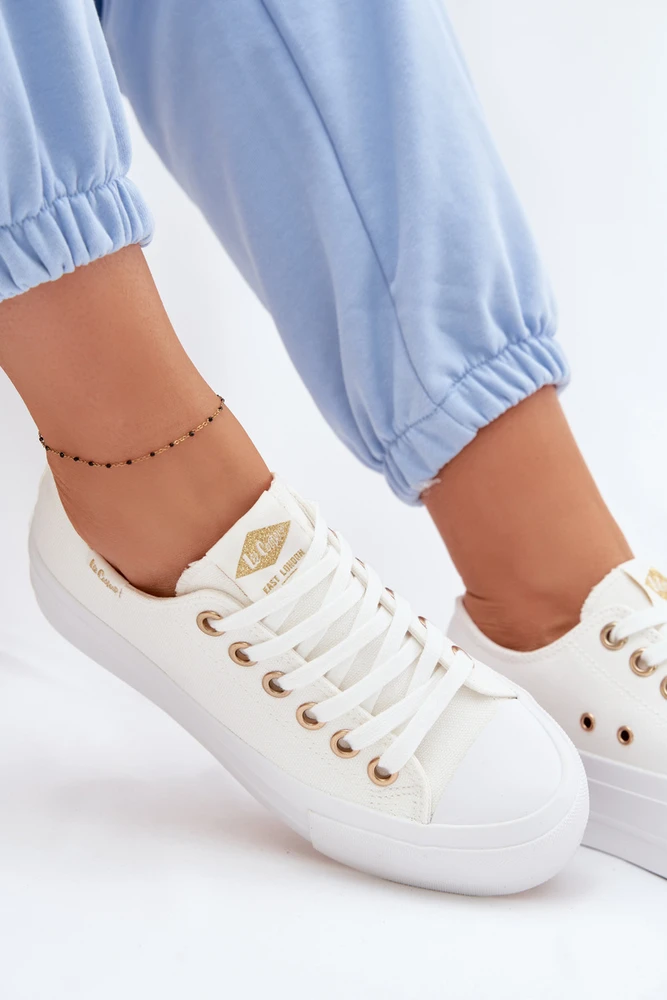 Lee Cooper Moteriški balti klasikiniai suvarstomi bateliai
