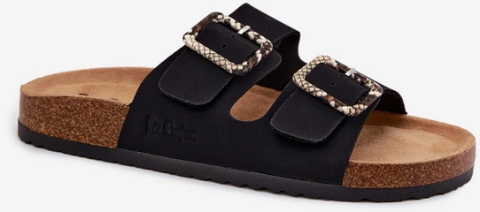 Lee Cooper Moteriškos juodos šlepetės su dirželiais