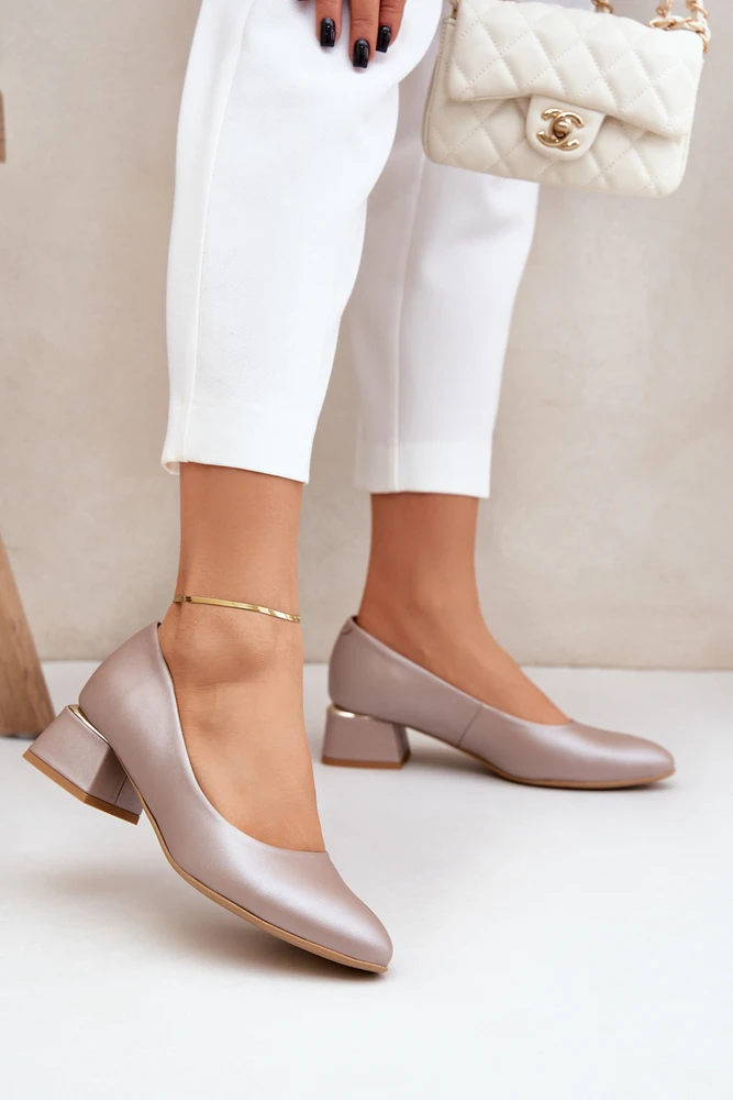 Lewski Shoes Elegantiški natūralios odos bateliai patogiu kulnu