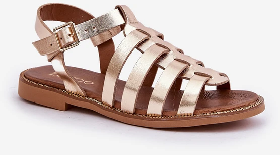 Lewski Shoes Natūralios odos aukso spalvos basutės