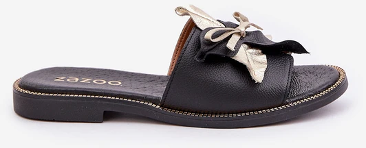 Lewski Shoes Natūralios odos juodos šlepetės