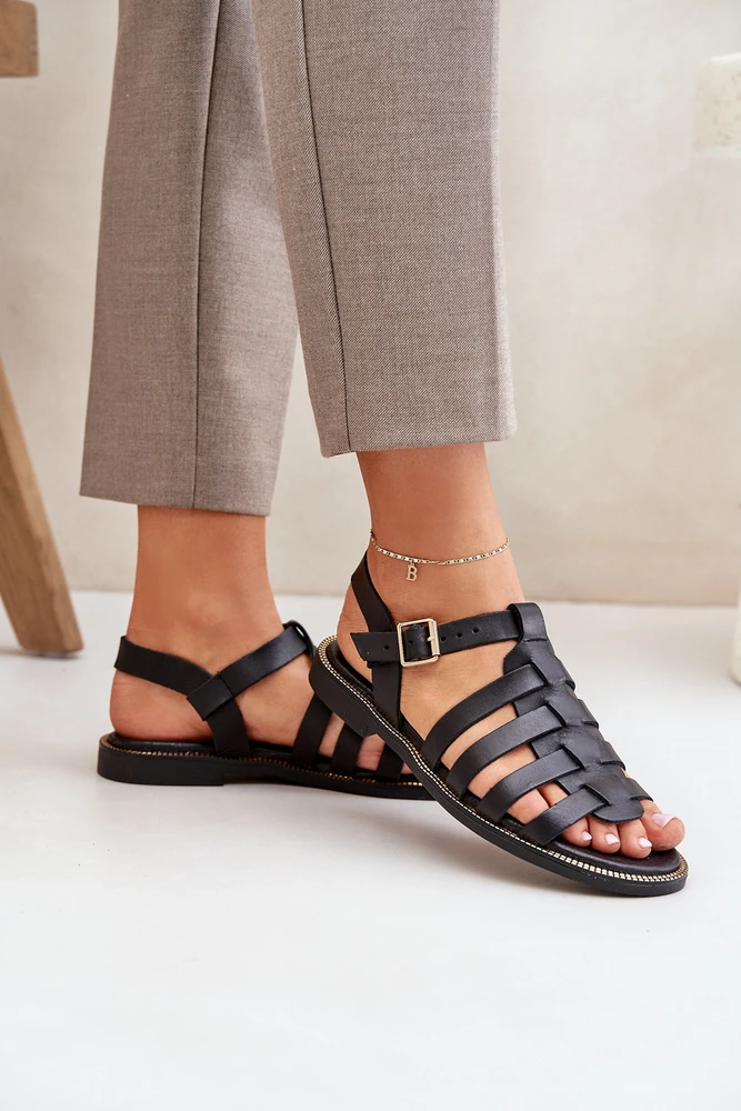 Lewski Shoes Natūralios odos juodos spalvos basutės
