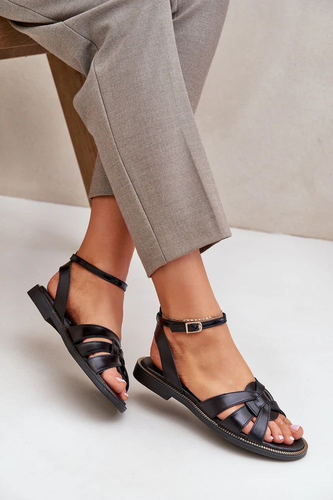 Lewski Shoes Natūralios odos klasikinės juodos basutės