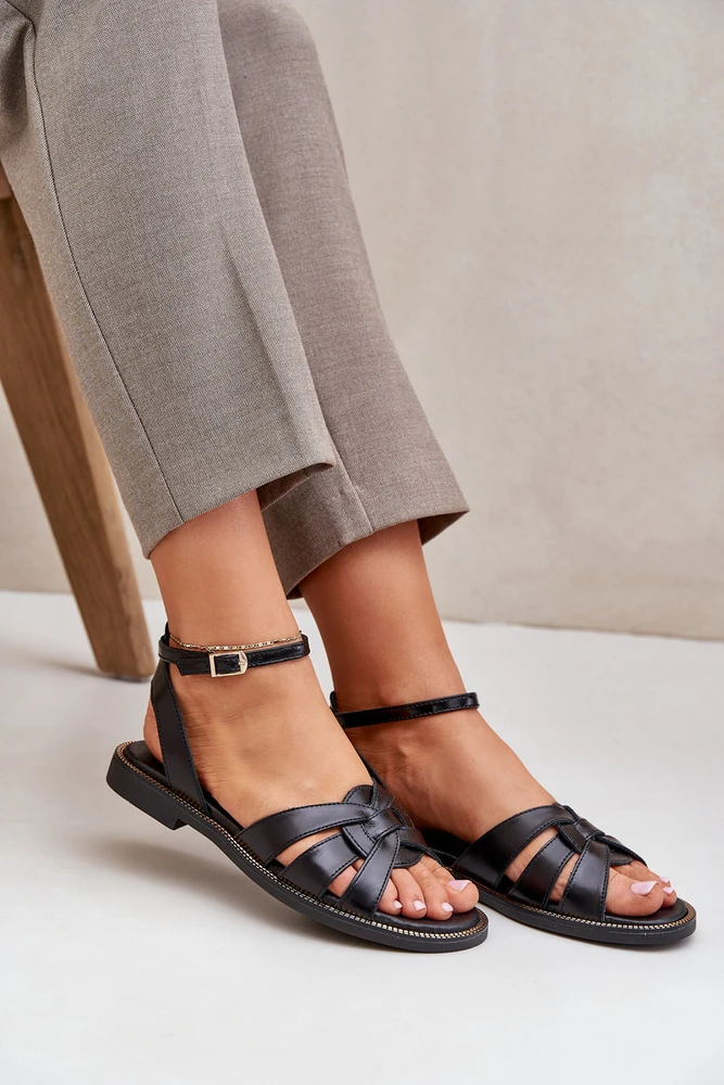 Lewski Shoes Natūralios odos klasikinės juodos basutės