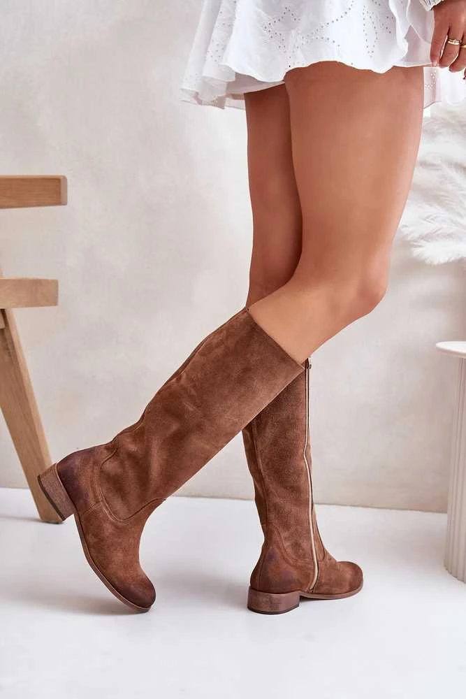 Lewski Shoes Natūralios odos moteriški ilgaauliai batai
