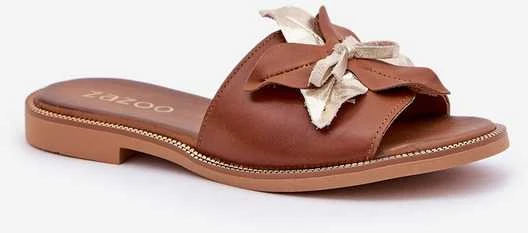 Lewski Shoes Natūralios odos rudos šlepetės