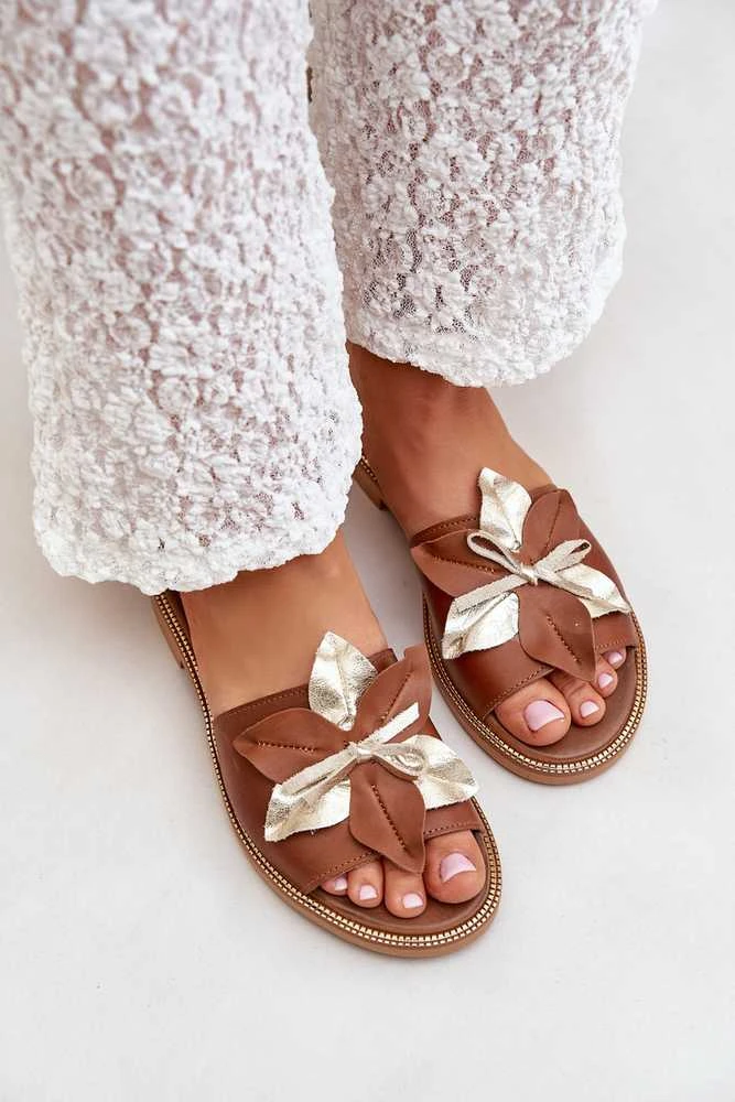 Lewski Shoes Natūralios odos rudos šlepetės