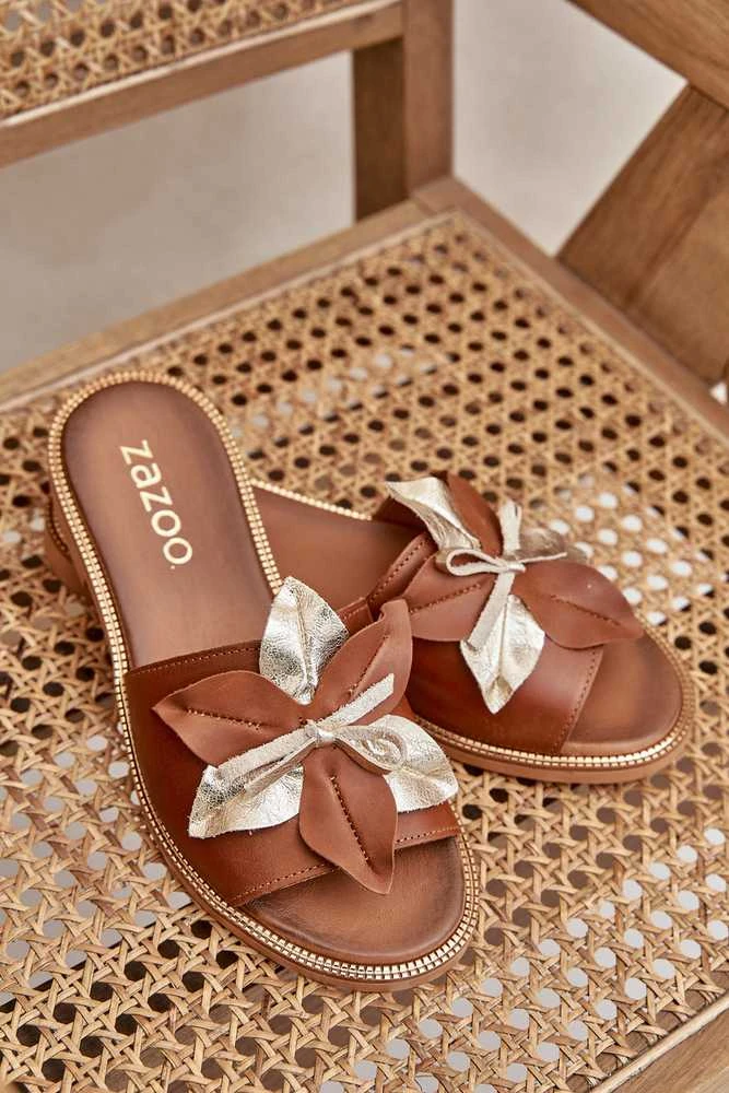 Lewski Shoes Natūralios odos rudos šlepetės