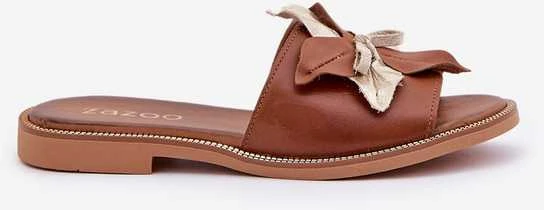 Lewski Shoes Natūralios odos rudos šlepetės