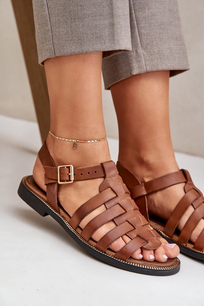 Lewski Shoes Natūralios odos rudos spalvos basutės