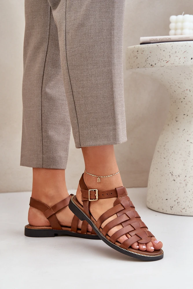 Lewski Shoes Natūralios odos rudos spalvos basutės