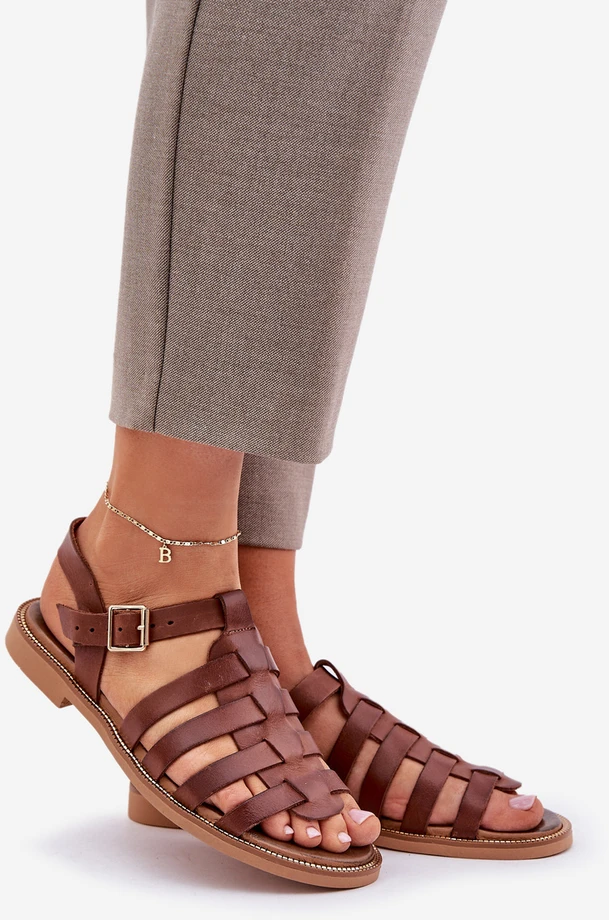 Lewski Shoes Natūralios odos rudos spalvos basutės