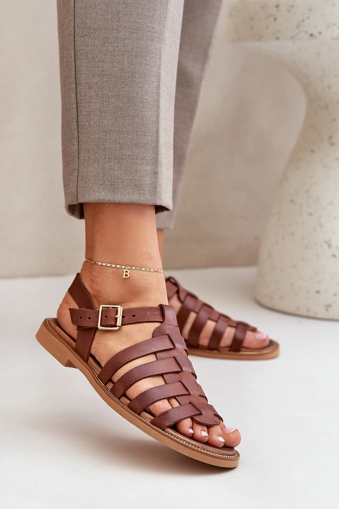 Lewski Shoes Natūralios odos rudos spalvos basutės