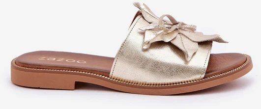 Lewski Shoes Natūralios odos šlepetės su stilinga gėle