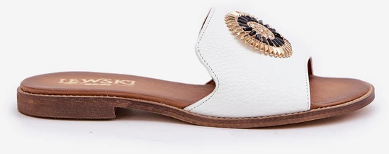 Lewski Shoes Natūralios odos šlepetės su puošmena