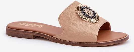 Lewski Shoes Natūralios odos šlepetės su puošmena