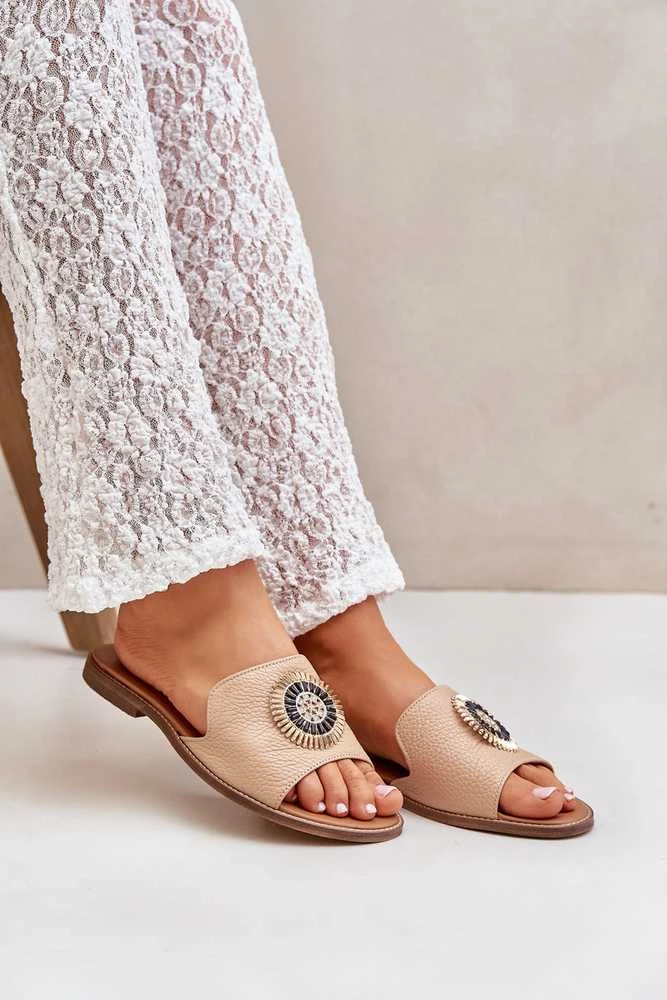 Lewski Shoes Natūralios odos šlepetės su puošmena
