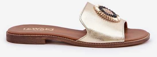Lewski Shoes Natūralios odos šlepetės su puošmena
