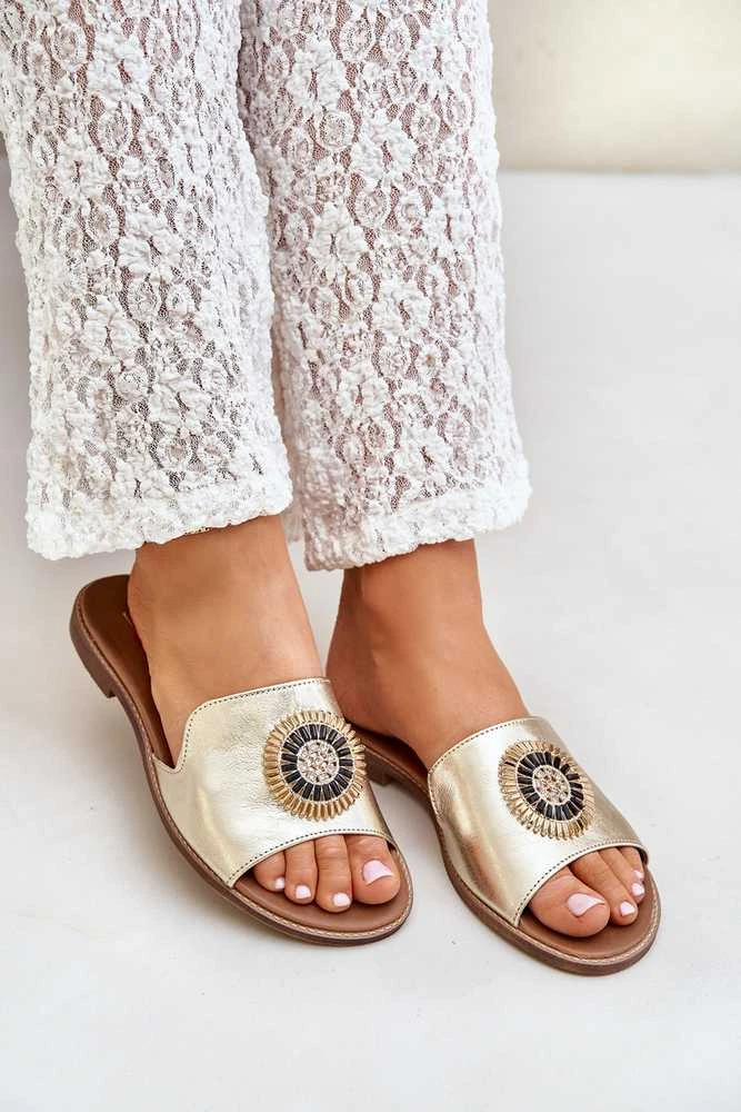 Lewski Shoes Natūralios odos šlepetės su puošmena