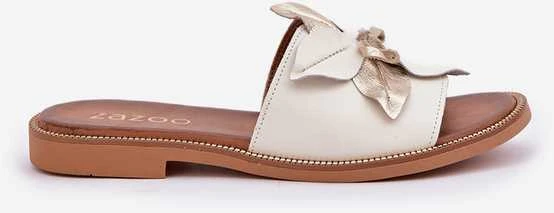 Lewski Shoes Natūralios odos šlepetės su stilinga gėle