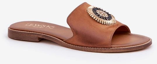 Lewski Shoes Natūralios odos šlepetės su puošmena