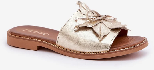 Lewski Shoes Natūralios odos šlepetės su stilinga gėle