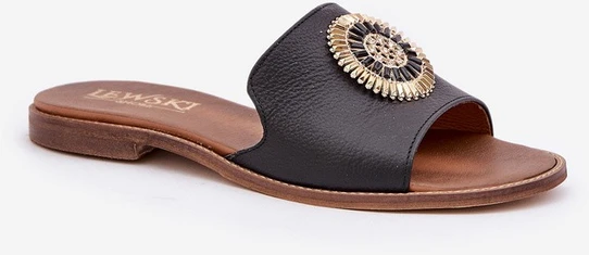 Lewski Shoes Natūralios odos šlepetės su puošmena