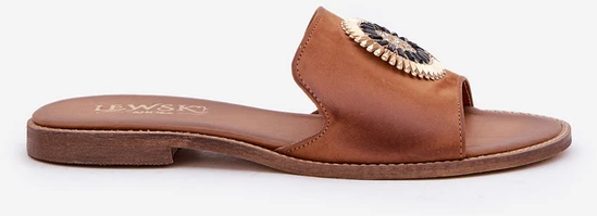 Lewski Shoes Natūralios odos šlepetės su puošmena
