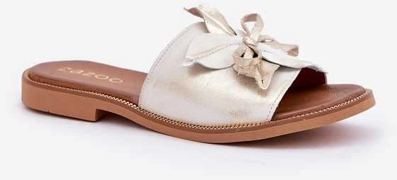 Lewski Shoes Natūralios odos šlepetės su stilinga gėle