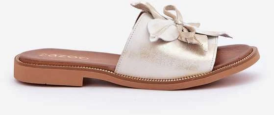 Lewski Shoes Natūralios odos šlepetės su stilinga gėle