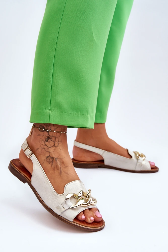 Lewski Shoes Smėlio spalvos odinės moteriškos basutės