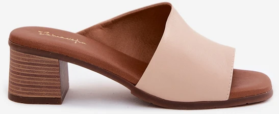 Maciejka Odinės moteriškos šlepetės ant kulno