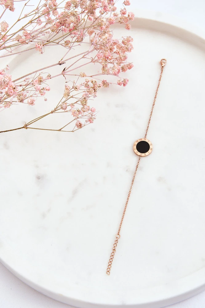 Marka Niezdefiniowana Moteriška apyrankė Celebrity Juodas Circle Rose Gold